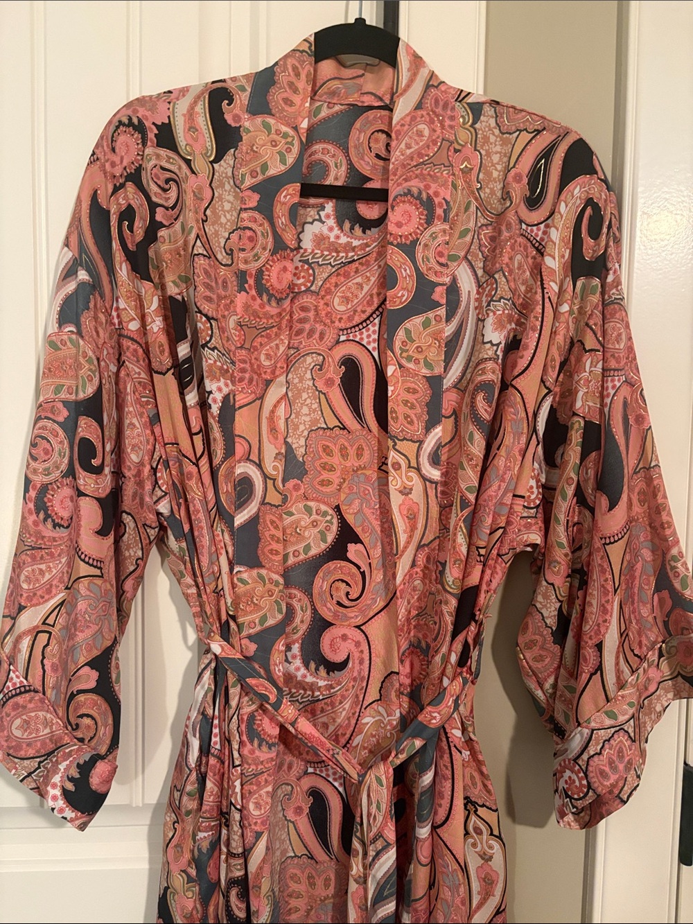Boho Paisley Kimono with Rust Orange & Black Print Made in India